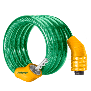 ESLINGA PARA BICICLETA CON COMBINACIÓN DE 4 DÍGITOS - LONGITUD: 1000MM - DIÁMETRO: 8MM - CABLE DE ALAMBRE DE ALTA CALIDAD RECUBIERTO DE PVC - PORTACANDADOS PARA CUADRO DE BICICLETA
