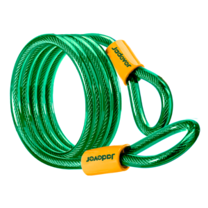 ESLINGA PARA BICICLETA DE DOBLE BUCLE - LONGITUD: 1500MM - DIÁMETRO: 10MM - CABLE DE ALAMBRE DE ALTA CALIDAD RECUBIERTO DE PVC - PORTACANDADOS PARA CUADRO DE BICICLETA