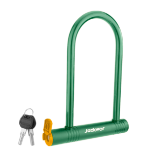 CANDADO EN U PARA BICICLETA - ANCHO DEL GANCHO: 105MM - ALTURA DEL GANCHO: 210MM - ACERO A3 - CAJA DE ABS - CILINDRO 100% LATÓN - TUBO DE PVC - CON 2 LLAVES DE HIERRO