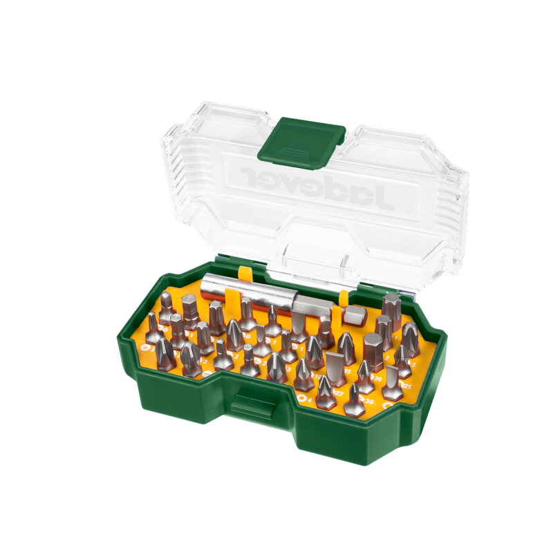 KIT DE PUNTAS DE DESTORNILLADOR DE 32 PIEZAS: 31 PUNTAS AC. CR-V DE 25 MM + 1 SOPORTE PARA PUNTAS