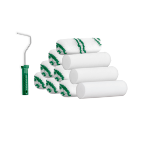 KIT DE RODILLOS PARA PINTURA 11 EN 1 - TAMAÑO: 100MM (4'') - 10 RODILLOS DE POLIÉSTER DE 12MM + SOPORTE DE RODILLOS
