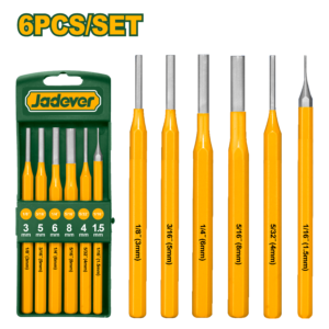 SET 6 PUNZONES, TIPO DE PUNZON ALFILES, MATERIAL ACERO, LONGITUD 152MM, DIAMETRO 1.5MM, 3MM, 4MM, 5MM, 6MM, 8MM