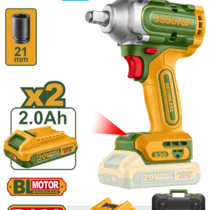 LLAVE DE IMPACTO INALAMBRICA, MOTOR BRUSHLESS, TENSION 20V, LUZ DE TRABAJO INTEGRADA, INCLUYE UNA LLAVE, DOS BATERIAS 2Ah, UN CARGADOR, MALETIN