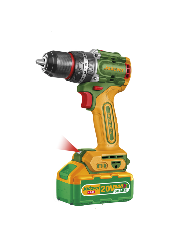 TALADRO ATORNILLADOR CON IMPACTO MOTOR BRUSHLESS 20V PAR MÁXIMO: 92 NM MANDRIL METÁLICO DE 13 MM AJUSTES DE PAR: 22+1+1 INCLUYE: BATERÍAS  CARGADOR BROCAS  2 PUNTAS