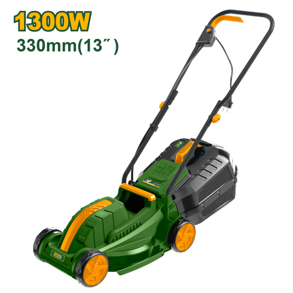 CORTACESPED ELECTRICO, VOLTAJE 220-240V~50/60Hz, POTENCIA 1300W, VELOCIDAD EN VACIO 3500/MIN, DIAMETRO MAX. DE CORTE 330MM, CAPACIDAD DE LA BOLSA 30L, ALTURA DE CORTE 3 POSICIONES RANGO 20-60MM