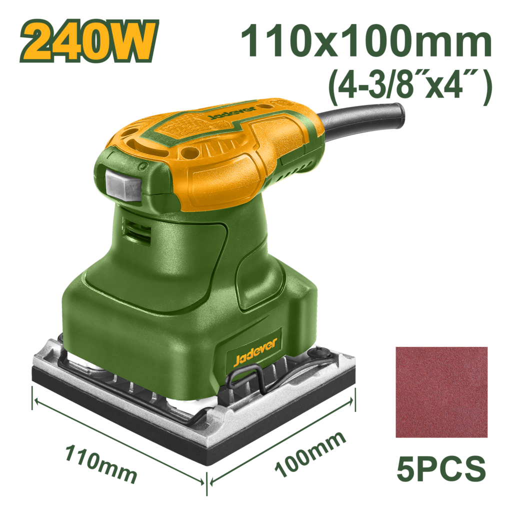 LIJADORA DE PALMA, 220-240V~50/60Hz, POTENCIA 240W, BASE INFERIOR 110X100MM, INCLUYE 5 PIEZAS DE PAPEL LIJA
