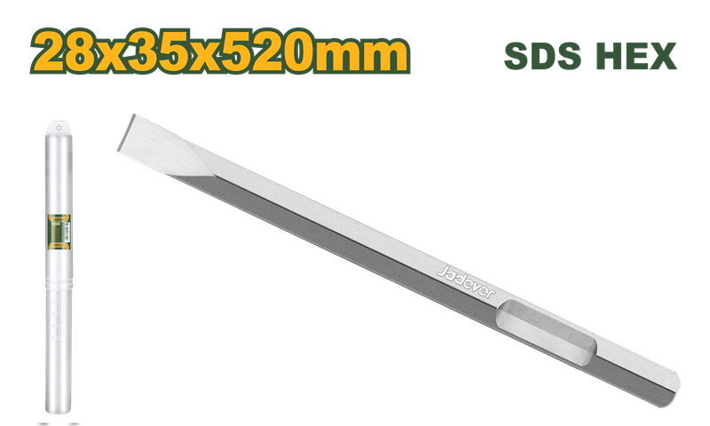 CINCEL PUNTA PLANA SDS HEX - 28x35X520MM -  ACERO AL CR-V