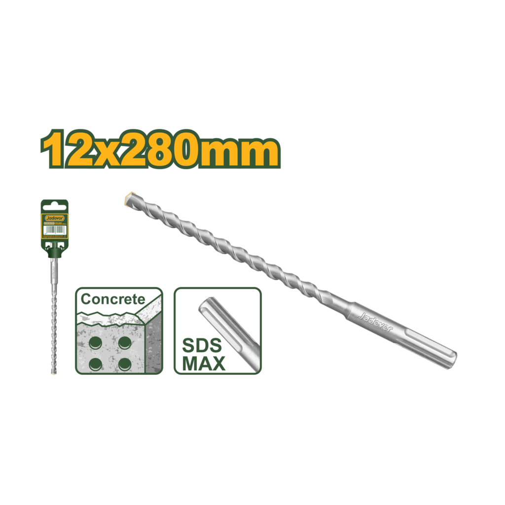 MECHA SDS MAX DIÁMETRO: 12 MM LONGITUD: 280 MM ADECUADO PARA ABRIR AGUJEROS EN HORMIGÓN, MÁRMOL Y LADRILLO
