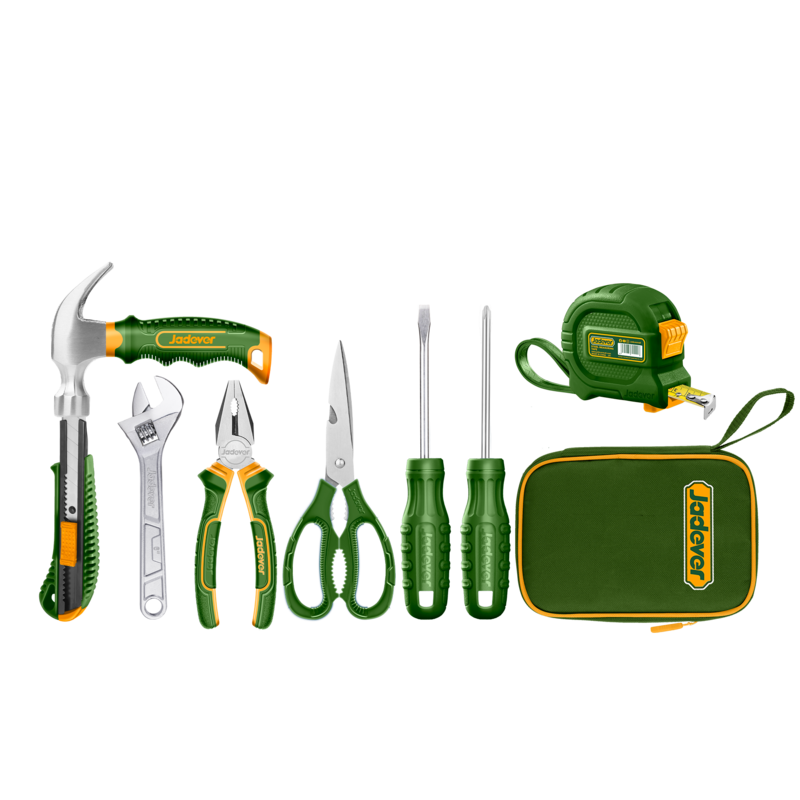 KIT DE HERRAMIENTAS MANUALES DE 8 PIEZAS - INCLUYE VARIAS HERAMIENTAS MANUALES + BOLSO PORTA HERRAMIENTAS