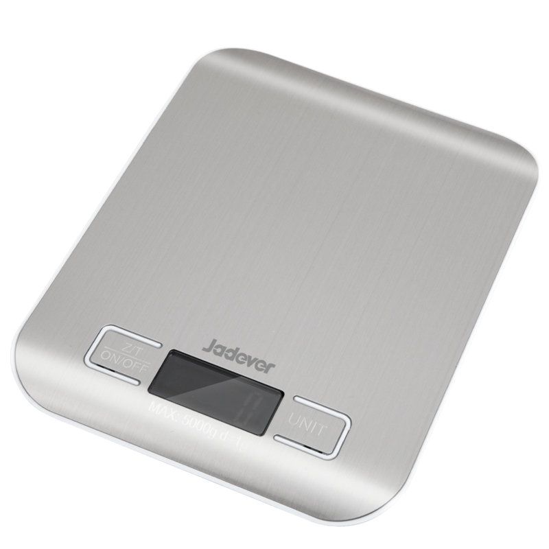 BALANZA ELECTRÓNICA DE COCINA - CAPACIDAD: 5G - 5000G - UNIDAD: G/LB/ML/OZ - TAMAÑO: 18 X 13.9 X 1.8CM - ACERO INOXIDABLE - APAGADO AUTOMÁTICO - PANTALLA LCD