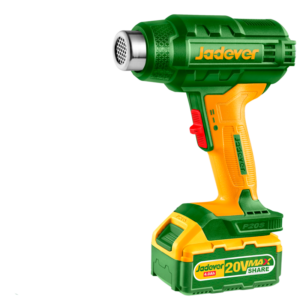 PISTOLA DE CALOR INALÁMBRICA - VOLTAJE: 20V - TEMPERATURA: 300/550°C - FLUJO DE AIRE: 100/200 L/MIN - INCLUYE: BOQUILLA REDUCTORA + BOQUILLA REFLECTORA - NO INCLUYE BATERÍA NI CARGADOR