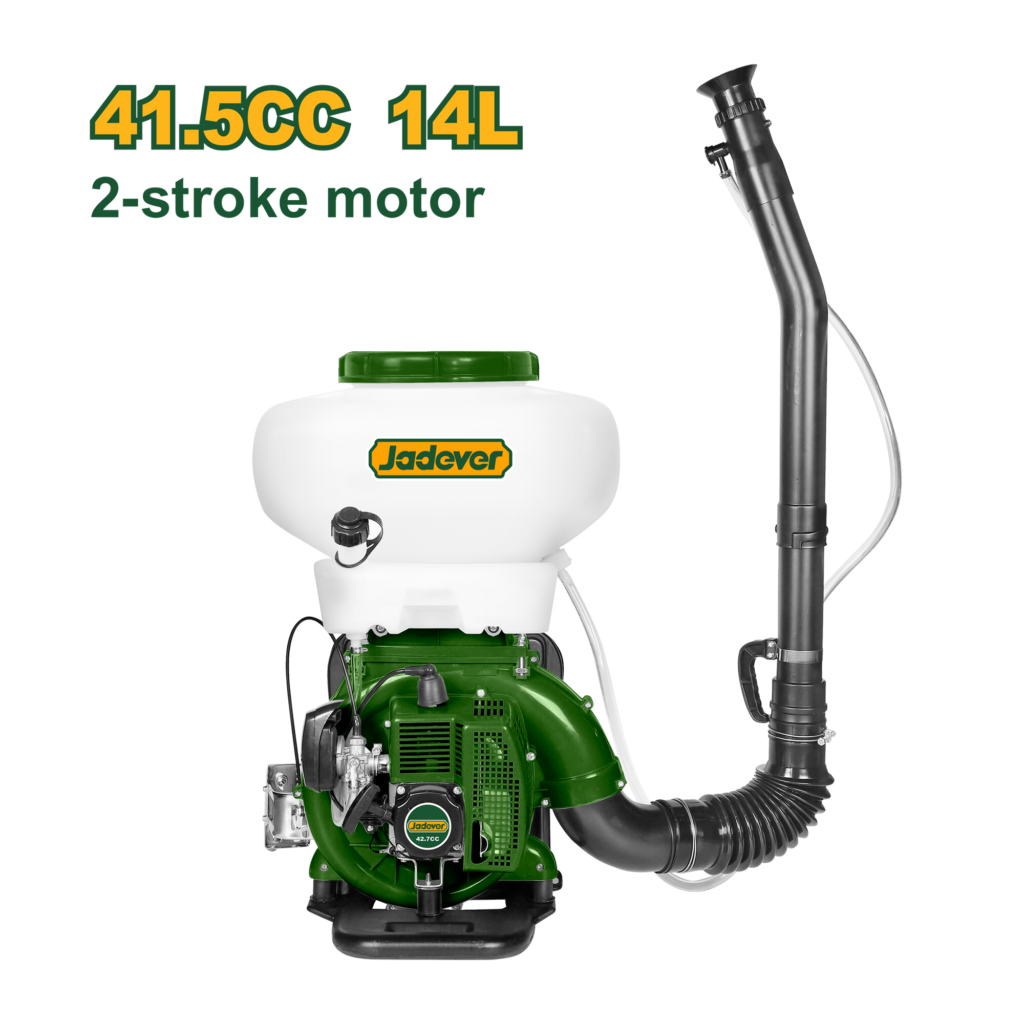 FUMIGADOR - 41,5 CC DEP DE PROD QUÍMICOS: 14L DEP DE COMB: 1.4L SALIDA DE LÍQUIDO: 2,5 L / MIN PRODUCCIÓN DE POLVO: 3 KG / MIN ALCANCE VERT: 8 M ALCANCE HOR: 12 M POT: 2,13 KW/7500 RPM