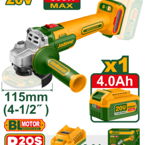 AMOLADORA ANGULAR INALÁMBRICA BRUSHLESS 3000/9000 RPM CON BATERÍA 4Ah - 20V (850W) - 115MM (4 1/2") - INCLUYE CARGADOR - EN MALETIN