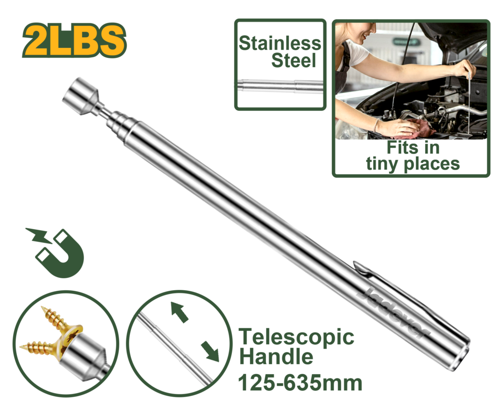 RECOGEDOR TELESCOPIO MAGNETICO, DE 125MM A 635MM, MATERIAL ACERO INOXIDABLE