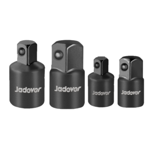 KIT DE VASOS DE IMPACTO DE 4 PIEZAS DE 1/2'' - TAMAÑOS: 1/4''(F) Y 3/8''(M), 3/8''(F) Y 1/4''(M), 3/8''(F) Y 1/2''(M) 1/2''(H) Y 3/8''(M) - ACERO 50BV30 (CR-V) + TRAT. TÉRMICO