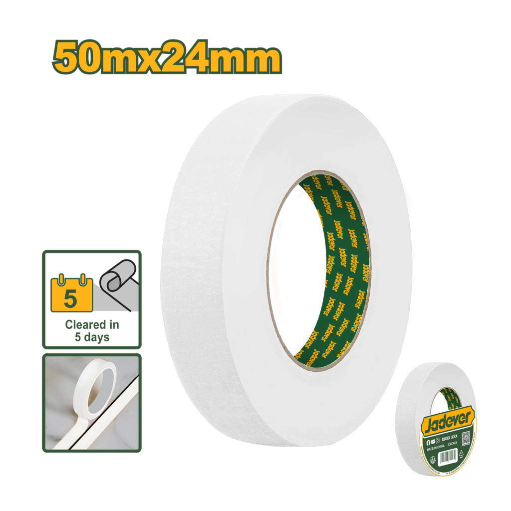 CINTA DE ENMASCARAR ADHESIVA - ANCHO: 24 MM LONGITUD: 50 M (54,68 YARDAS) GROSOR: 0,14 MM COLOR: BLANCO