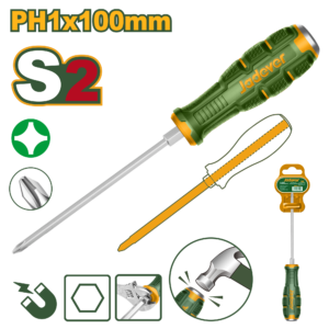 DESTORNILLADOR DE GOLPE PHILLIPS, MATERIAL DE LA HOJA S2, PUNTA PH1 MAGNETICA, LONGITUD 100MM, DIAMETRO 5MM, CONFUENTE IMANTADA