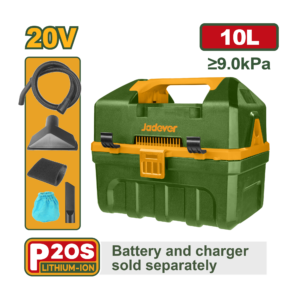ASPIRADORA INALÁMBRICA PORTATIL - 20V VACÍO: ≥9.0KPA CAPACIDAD DE POLVO: 10L DIÁMETRO DE LA MANGUERA DE SUCCIÓN: 32 MM TANQUE DE PLÁSTICO CON FUNCIÓN DE SOPLADO INCLUYE ACCESORIOS