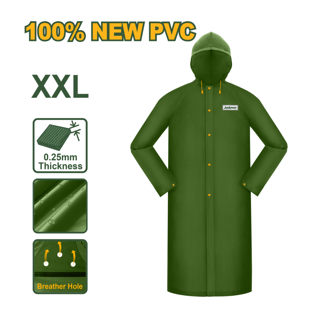CHUBASQUERO - MATERIAL: 100% PVC NUEVO LONGITUD: 120CM ESPESOR: 0,25 MM TALLA:XXL RESISTENTE AL AGUA, RESPIRE LIBREMENTE CON CORDÓN DE SOMBRERO AJUSTABLE VENTILACIÓN EN LAS AXILAS