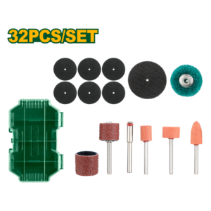 KIT DE ACCESORIOS PARA LIJADO Y PULIDO DE 32 PIEZAS PARA TALADRO - TAMAÑO DEL VÁSTAGO 1/8''