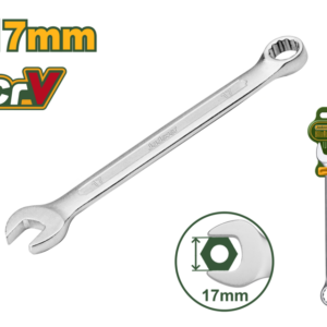 LLAVE COMBINADA - TAMAÑO: 17 MM LONGITUD: 210 MM MATERIAL: ACERO CR-V PULIDO FINO CROMADO, ACABADO MATE