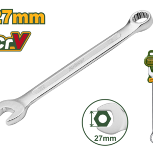 LLAVE COMBINADA - TAMAÑO: 27 MM LONGITUD: 330 MM MATERIAL: CR-V PULIDO FINO CROMADO, ACABADO MATE