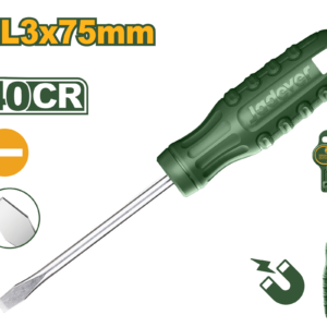 DESTORNILLADOR PLANO, DIAMETRO 3MM, LONGITUD 75MM, RANURADO 3MM, MANGO ERGONOMICO REDONDO
