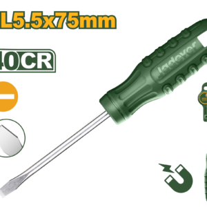 DESTORNILLADOR PLANO, DIAMETRO 5MM, LONGITUD 75MM, RANURADO 5.5MM, MANGO ERGONOMICO REDONDO
