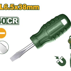 DESTORNILLADOR PLANO, DIAMETRO 6MM, LONGITUD 38MM, RANURADO 6.5MM, MANGO ERGONOMICO REDONDO