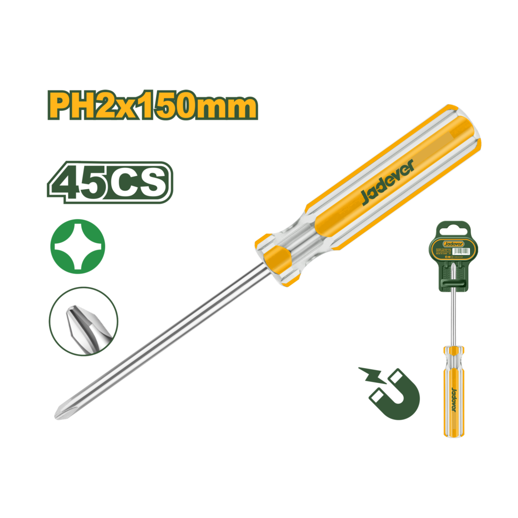 DESTORNILLADOR PHILLIPS - ACERO AL CARBONO, PH2, VÁSTAGO REDONDO DIÁMETRO: 6,0 MM LONGITUD: 150 MM