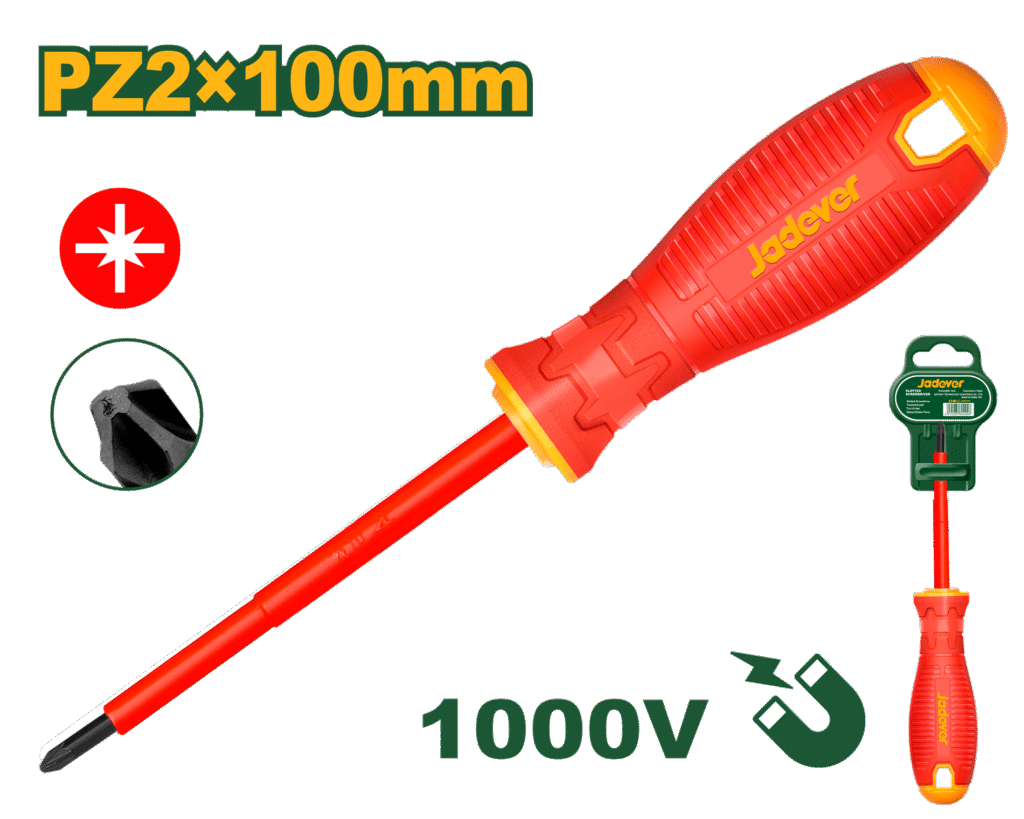 DESTORNILLADOR AISLADO, 1000V, TIPO DE PUNTA IMANTADA PZ2, LONGITUD 100MM