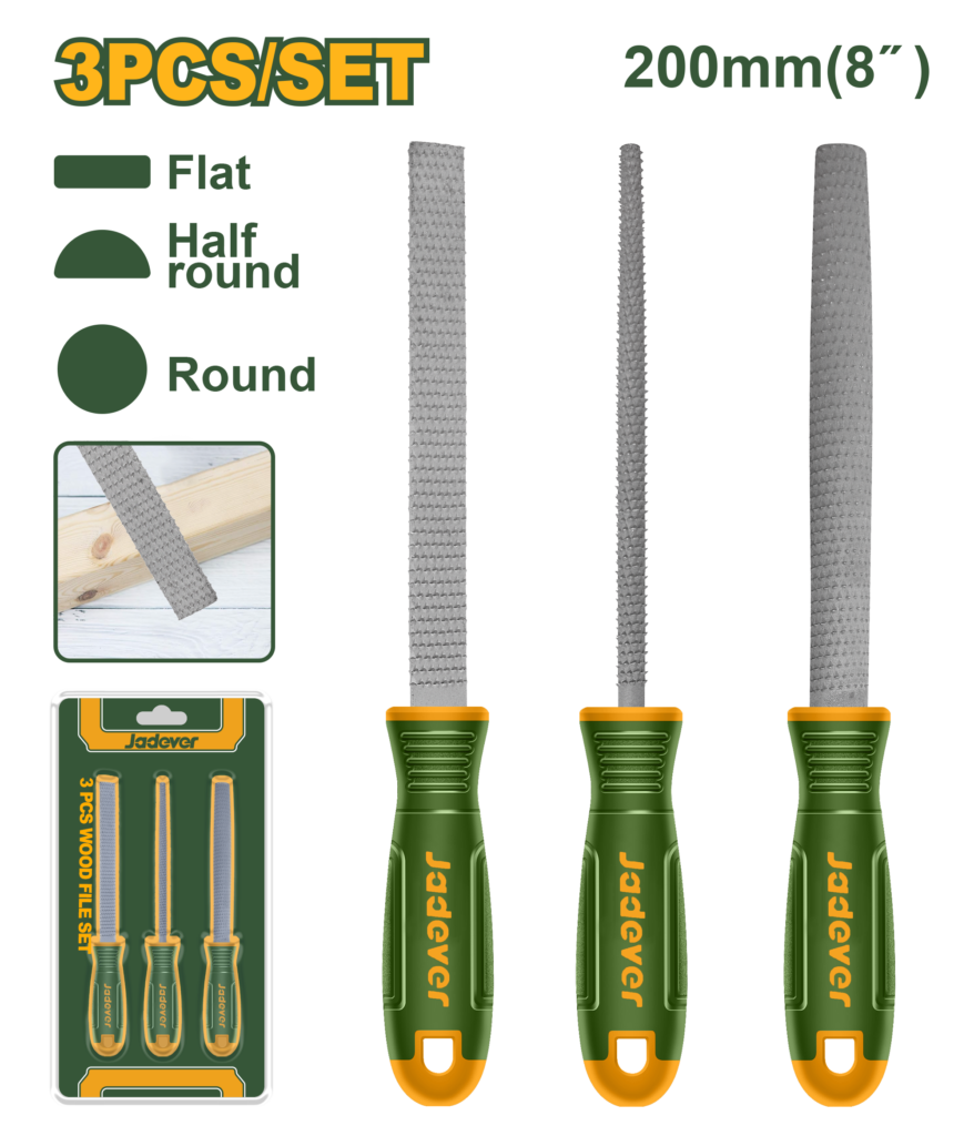 SET 3 LIMAS PARA MADERA, LONGITUD 200MM, INCLUYE UNA LIMA PLANA, UNA LIMA SEMIREDONDA, UNA LIMA REDONDA