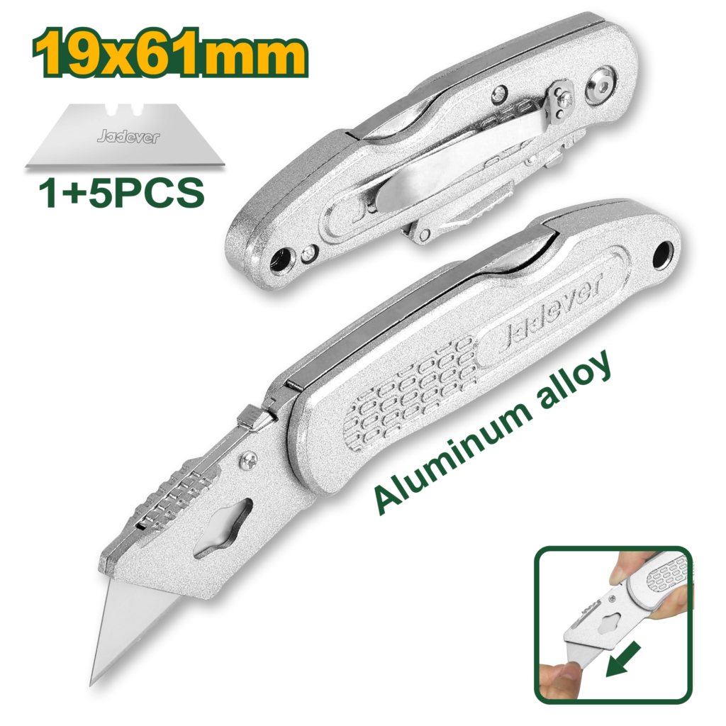 CUTTER PLEGABLE, MATERIAL ALUMINIO, DIMENSIONES DE LA HOJA 61X19X173MM, 5 HOJAS