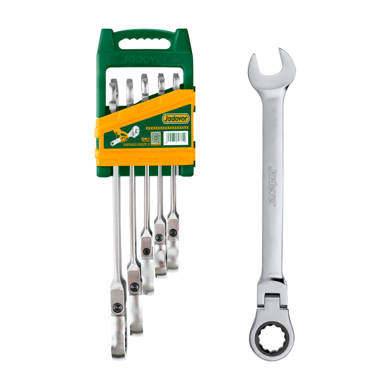KIT DE LLAVES CRICKET COMBINADAS FLEXIBLES DE 5 PIEZAS - TAMAÑO: 8MM, 10MM, 12MM, 13MM, 14MM - CRICKET DE CABEZA GIRATORIA (180°)