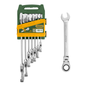 KIT DE LLAVES CRICKET COMBINADAS FLEXIBLES DE 7 PIEZAS -TAMAÑO: 8MM, 10MM, 12MM, 13MM, 14MM, 17MM, 19MM - CRICKET DE CABEZA GIRATORIA (180°)