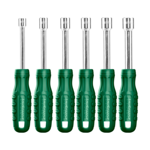 KIT DE DESTORNILLADORES PARA TUERCAS - 6 PIEZAS - ACERO 45CS - LONGITUD: 185MM - TAMAÑO: 5-6-7-8-9-10MM - CABEZA HEXAGONAL - MANGO DE PLÁSTICO REDONDO