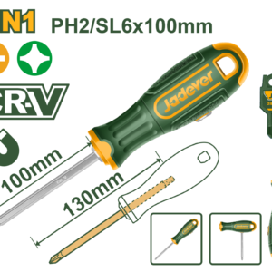 DESTORNILLADOR 2 EN 1, PH2, SL6.5, LONGITUD 130MM, MANGO 6.35