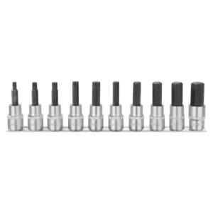 KIT DE PUNTAS DE 1/2'' DE 10 PIEZAS - 5 PUNTAS HEXAGONAL: H8-10-12-14-17 + 5 PUNTAS TORX: : T30-40-45-50-55 - ACERO 50BV30 (CR-V DE ALTA CALIDAD)