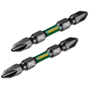 PUNTAS DE DESTORNILLADOR DE IMPACTO DOBLE - (PH2 + PH2) X 65MM - 2 PIEZAS/JUEGO - AC. S2 ENDURECIDO Y REVENIDO