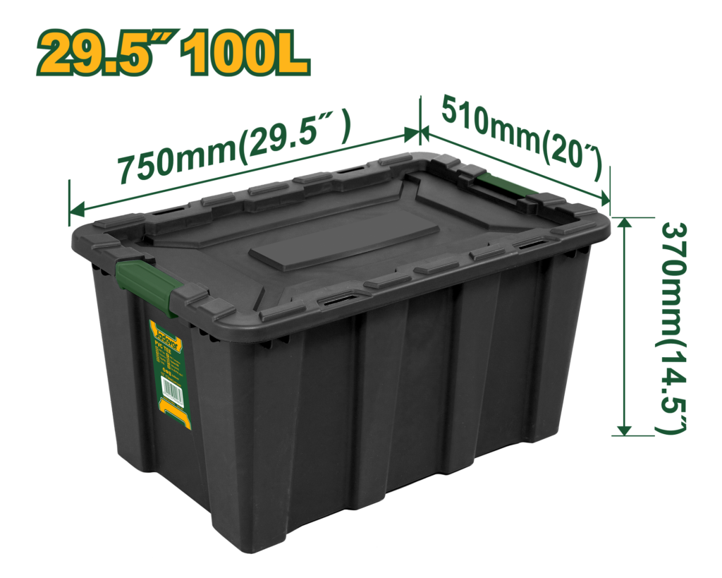 CAJA DE ALMACENAMIENTO, CAPACIDAD 100L, TAMAÑO 750X510X370MM, COLOR NEGRO