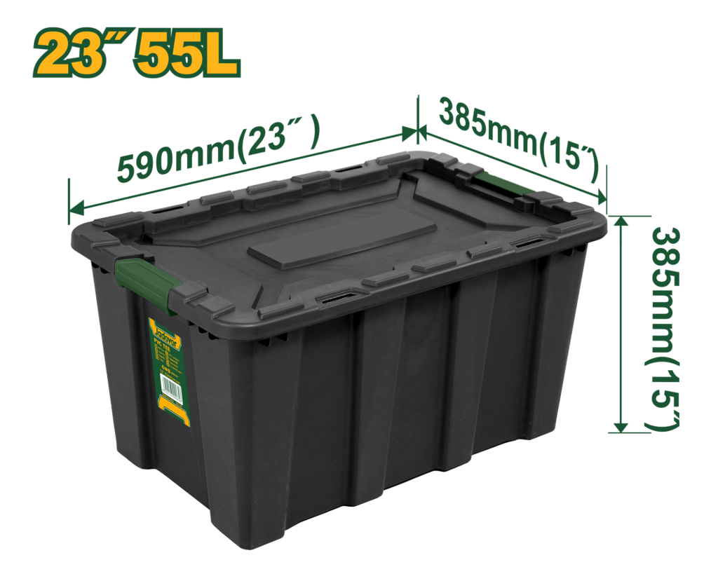 CAJA DE ALMACENAMIENTO, CAPACIDAD 55L, TAMAÑO 590X385X385MM, COLOR NEGRO