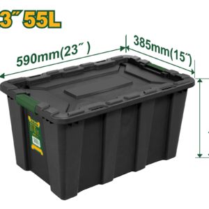 CAJA DE ALMACENAMIENTO, CAPACIDAD 55L, TAMAÑO 590X385X385MM, COLOR NEGRO