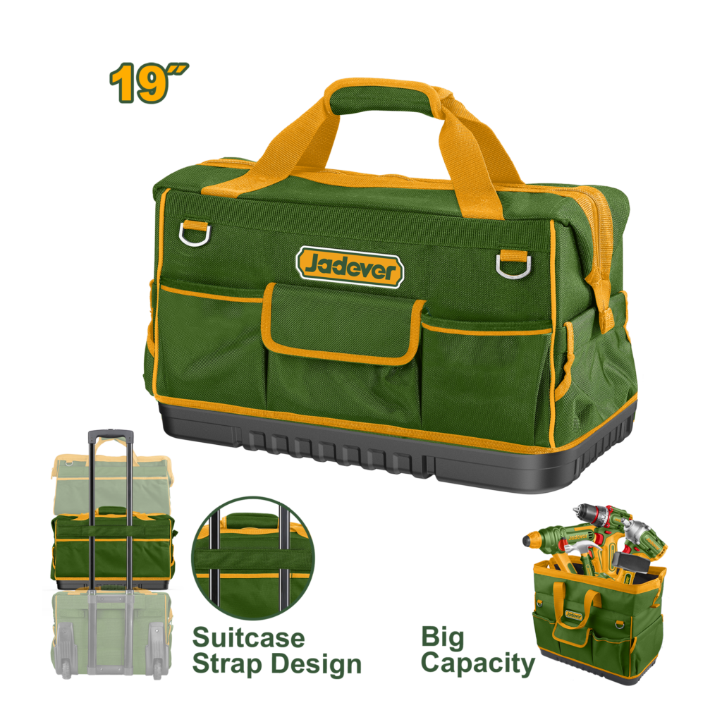 BOLSO DE HERRAMIENTAS - TAMAÑO: 19" 25 BOLSILLOS PARA HERRAMIENTAS MATERIAL: POLIÉSTER 600D CARGA MÁXIMA: 20 KG TAMAÑO (L * W * H): 50 * 24 * 29 CM CON BASE DE PLÁSTICO PP