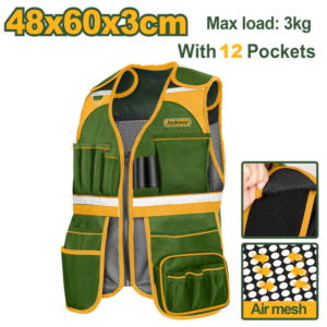 CHALECO PORTA HERRAMIENTAS - 12 BOLSILLOS - 3 KG - L60xW48xH3CM
