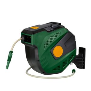 ENROLLADOR AUTOMÁTICO DE MANGUERA DE AGUA - RETRACCIÓN LENTA Y PARADA AUTOMÁTICA - LONGITUD DE LA MANGUERA: 20+2M - TAMAÑO DE LA MANGUERA: 1/2'' - PRESIÓN DE TRABAJO: 150 PSI
