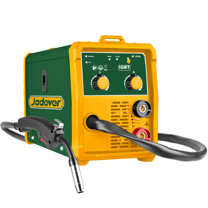 SOLDADOR POR ARCO FCAW (MIG-MMA) – VOLTAJE: 220-240V 50/60HZ – CORRIENTE DE SALIDA: 15 – 130A (MIG-MMA) – CICLO DE TRABAJO: 40% – VOLTAJE SALIDA: 58V – Ø MMA: 1,6-4,0MM – CABLE MIG:  0,8/0,9/1,0MM