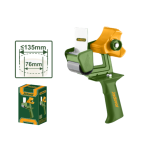 DISPENSADOR PISTOLA DE CINTA ADHESIVA - DIÁMETRO MÁXIMO DE CORTE: 55 MM DIÁMETRO EXTERIOR MÁXIMO DE LA CINTA: ≤135 MM SOLAPA METÁLICA PARA ENHEBRAR CÓMODAMENTE UN NUEVO ROLLO DE CINTA