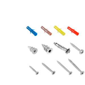 KIT DE TORNILLOS PARA MADERA Y TARUGOS DE 140 PIEZAS - PE+PA + ACERO AL C - 6 TARUGOS COMUN + 6 TARUGOS DE METAL + 53 TARUGOS DE COLORES + 18 TORNILLOS PARKER + 53 TORNILLOS PARA MADERA