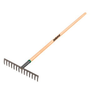 RASTRILLO DE GRAVA - 14 DIENTES DE ACERO AL CARBONO - MANGO DE MADERA - LONGITUD: 1250MM - CABEZAL: 3MM X 1000MM X 4000MM