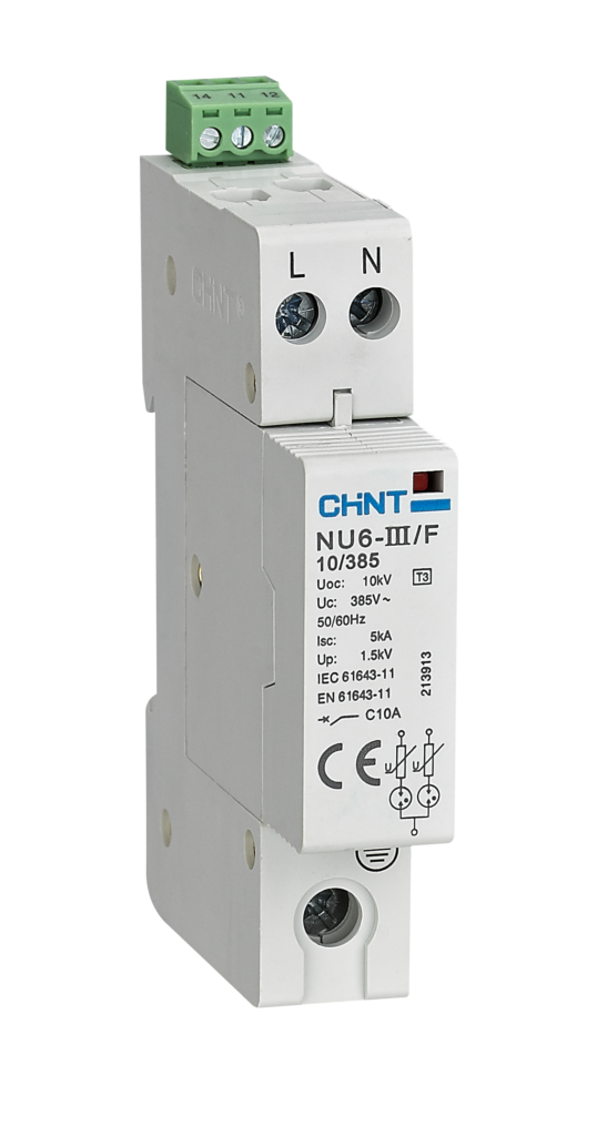 PROTECTOR CONTRA SOBRE TENSIONES CLASE III, 1P+N 10 KV/275V (275V L-N / 255V N-PE)